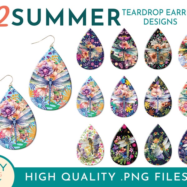 Dragonfly Teardrop Sublimation Earring Designs, Teardrop Earring Png, Dragonfly Png,  Earring Template, Dragonflies, Cute Earring Gifts Png