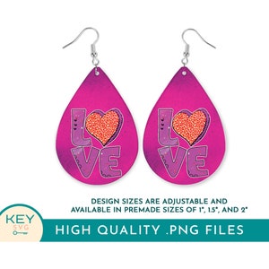 Orecchini a goccia d'amore di San Valentino Png, Png a cuore, Orecchini XOXO, Png d'amore, Disegni Png di sublimazione, Modello a goccia