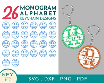 26 Split Floral Monogram Svg, Keychain Svg, Circle Monogram Svg, Monogram SVG Alphabet, Monogram Svg, Circle Svg, Monogram Svg Font