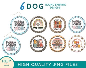 Hund Mama Runde Sublimation Ohrring Png, Hund Mama Pfote Druck Png, Hundeliebhaber Sublimation, Pelz Mama Sublimation Ohrringe Png, Ohrring Vorlage