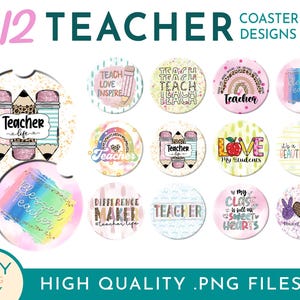 Teacher Gift Car Coaster Png, Drink Coaster Designs, Sublimation Coasters, Coffee Coaster Png, Coaster Template, Teacher Life, Tea Coaster