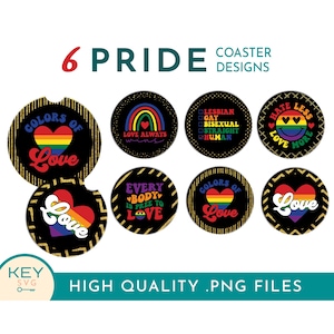 Pride Month Car Coaster Sublimation Designs Png, Drink Coaster LGBT Png, Coffee Coaster Pride Rainbow, Pride Flag Png, Happy Pride