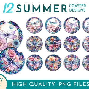 Dragonfly Coaster Sublimation Designs Png, Car Coaster Sublimation Design, Dragonfly Gift Png, Dragonfly Decor, Coffee Coaster Drink Coaster