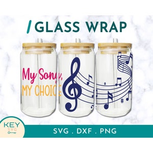 My Song My Choice Music Tumbler Wrap Png Sublimation Glass Can Wraps 16oz / 20oz Png Presized, Musical Notes Png, Cold Cup Wrap