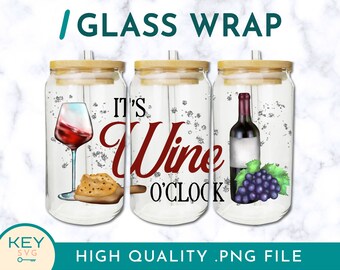 It's Wine O'Clock Involucro per bicchiere di vino 16oz/20oz Png Predimensionato, Lattina di vetro Tazza di caffè Png, Involucro per bicchiere di vino, Png di vino divertente, Regali per gli amanti del vino