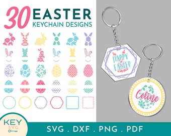 Happy Easter Svg, Easter Egg Svg, Easter Svg Bundle, Easter Bunny Svg,  Easter Clipart, Keychain Svg, Acrylic Keychain Svg, Monogram