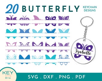 Split Butterfly Svg, Butterflies Svg, Butterly Clipart, Butterfy Svg Cricut, Keychain Svg, Acrylic Keychain Svg, Keychain Patterns, Round