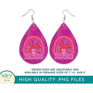 Valentinstag XOXO Teardrop Ohrringe Png, Herz Png, XOXO Ohrringe, Liebe Png, Sublimate Ohrring Designs Png, Teardrop Template