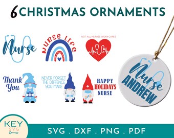 Nurse Ornament Svg, Nurse Appreciation Christmas Ornament Svg, Healthcare Svg, Holiday Nursing Ornament Png, Round Christmas Ornament Png
