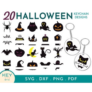 Halloween Svg, Ghost Svg, Spooky Svg, Split Happy Halloween Svg, Halloween Svg Bundle, Pumpkin Svg, Keychain Svg, Acrylic Keychain Svg