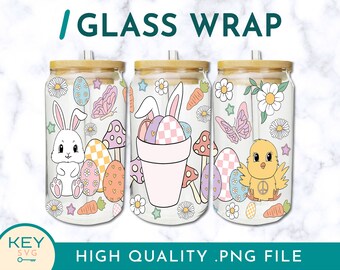 Easter Bunny Ears Tumbler Wrap Sublimation Glass Can Wraps 16oz / 20oz, Happy Easter Png, Peeps Png, Cold Cup Wrap, Easter Egg Tumbler Wrap