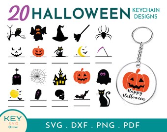 Halloween Svg, Ghost Svg, Spooky Svg, Split Happy Halloween Svg, Halloween Svg Bundle, Pumpkin Svg, Keychain Svg, Acrylic Keychain Svg