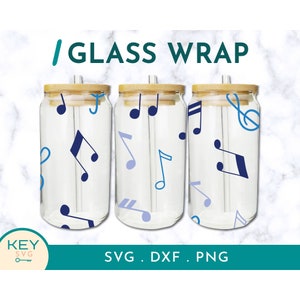 Music Tumbler Wrap Png Sublimation Glass Can Wraps 16oz / 20oz Png Presized, Musical Notes Png, Cold Cup Wrap, Musical Tumbler