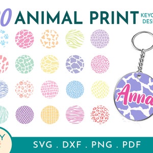 20 Animal Print Round Keychain Patterns Svg, Circle Patterns Svg, Leopard Print SVG, Keychain Svg, Keyring Pattern Svg, Cheetah Print Svg