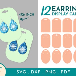 Tarjeta de visualización de joyería Svg, Tarjeta de visualización de pendientes Svg, Plantilla de tarjeta de visualización, Tarjeta de pendiente Svg, Embalaje Svg, Tarjeta de visualización Svg, Soporte de pendiente