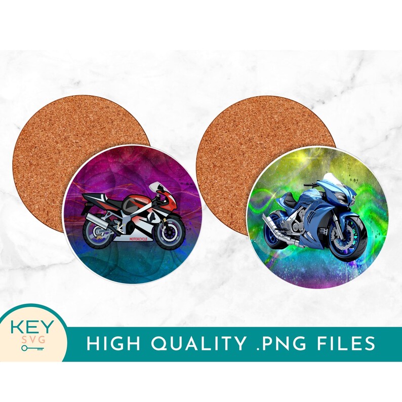 Motorcycle Vector Coaster Motorcycle Car Coasters Png, Biker Father's Day Car Coaster Sublimation ...
