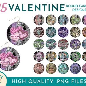 Country Western Runde Ohrringe Png, Valentinstag Herz Png, Liebe Png, Sublimieren Ohrring Designs Png, Ohrring Bündel Png, Animal Print xoxo
