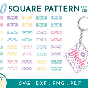 Split Square Flower Mandala Svg, Square Svg,  Acrylic Keychain Svg, Keyring Patterns Svg, Keychain Template, Meditation Svg, Mandala Cricut