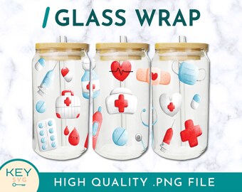 Medical Tumbler Wrap Png, Doctor Tumbler Sublimation Glass Can Wraps 16oz / 20oz, Cold Cup Wrap, Nurse Wrap Png, Nurse Tumbler Design