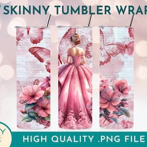 Mis Quince Skinny Tumbler Wrap Png 20oz, Quinceanera Tumbler Wrap, Seamless Sublimation Design, Birthday Girl Png, Quinceanera Favors
