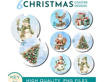 Kerstboom auto Coaster sublimatie ontwerpen PNG, sneeuwpop Coaster, vakantie drank Coaster PNG, koffie Coaster PNG, sublimatie Coasters