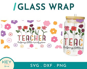 Teacher Glass Can Wraps 16oz / 20oz Png Presized, Teacher Life Libbey Cold Cup Png, Best Teacher Ever Gift Can Wrap Design, Educator Tumbler