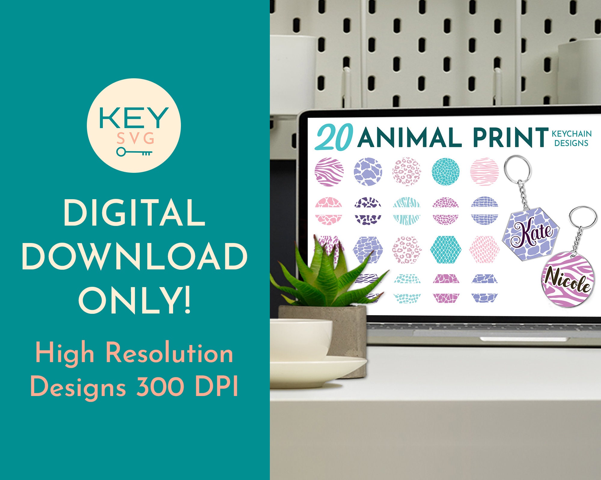 Keychain Bundle Svg Round Keychain Svg Hexagon Keychain Etsy