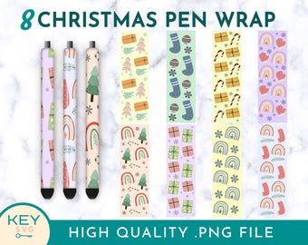 Boho kerstboom pen wraps png, cadeau bladwijzer wrap png, leuke bladwijzers png, sublimatie ontwerpen, bladwijzerset, regenboog bladwijzer voor vrouwen