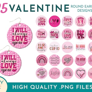 Valentijnsdag ronde oorbellen Png, hart Png, Be Mine Png, XOXO Png, Love Png, sublimeren oorbel ontwerpen Png, oorbel bundel, ronde sjabloon