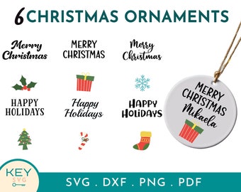 Monogram Merry Christmas Ornament Template Png, Ronde Kerst Ornament Svg, Vakantie Ornamant Png, Familie Ornament, Ornament Ontwerpen Png