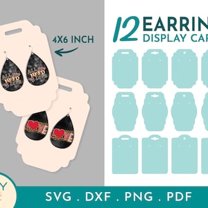 Cartão de exibição de joias Svg, Cartão de exibição de brinco Svg, Modelo de cartão de exibição, Cartão de brinco Svg, Embalagem Svg, Cartão de exibição Svg, Porta-brinco