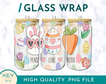 Peace Love Easter Png Tumbler Wrap Sublimation Glass Can Wraps 16oz / 20oz, Happy Easter Png, Cold Cup Wrap, Easter Egg Png Tumbler Wrap