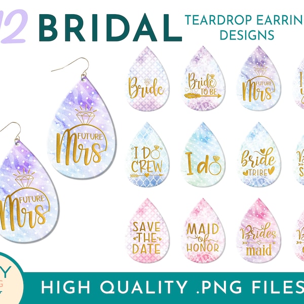 Bridal Shower Teardrop Earring Sublimation Designs Png, Bride Earring Png, Bachelorette Png, Bridal Party Earring Png, Bride To Be Png