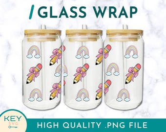 Teacher Coquette Glass Can Wraps 16oz / 20oz Png Presized, Teacher Life Libbey Cold Cup, Educator Gift Can Wrap Design, Teacher Tumbler