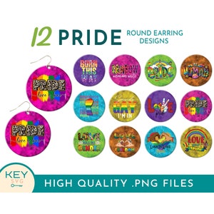Pride Month Runde Ohrring Png, LGBT Png, Stolz Regenbogen, Sublimationsohrring Designs, Stolz Flagge Png, glücklicher Stolz, Stolz Ohrringe Png