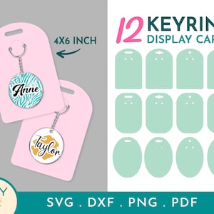 Keyring Display Card Template, Keyring Card Svg, Keychain Display