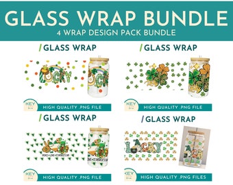 St Patricks Lucky Shamrock Tumbler Wrap Png Sublimation Glass Can Wraps 16oz / 20oz Png, Irish Gnomes, Tumbler Bundle, 4 Leaf Clover Png