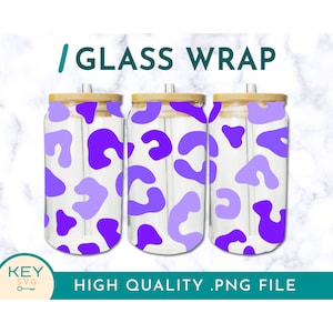 Purple Leopard Tumbler Wrap Png Sublimation Glass Can Wraps 16oz / 20oz, Cold Cup Wrap, Purple Cheetah Tumbler Wrap, Leopard Tumbler