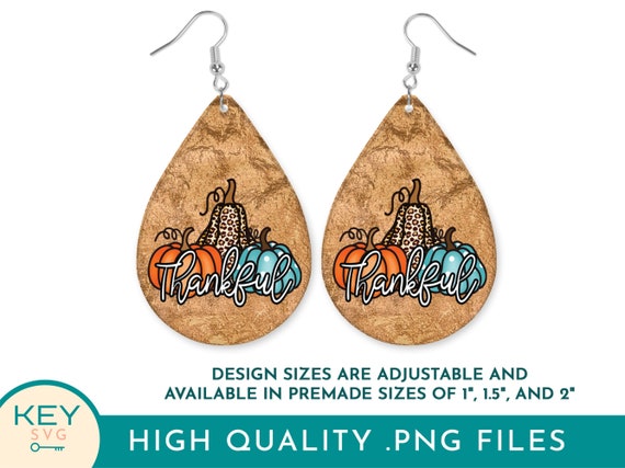 Fall Teardrop Earring Sublimation Design Png, Thankful Png, Thanksgiving Earrings Png, Pumpkin Earrings, Fall Vibes Png