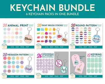 118 sleutelhanger bundel SVG, dierenprint ronde SVG, cirkel patroon SVG, zeshoek patroon SVG, penseelstreek SVG, sleutelhanger displaykaart SVG