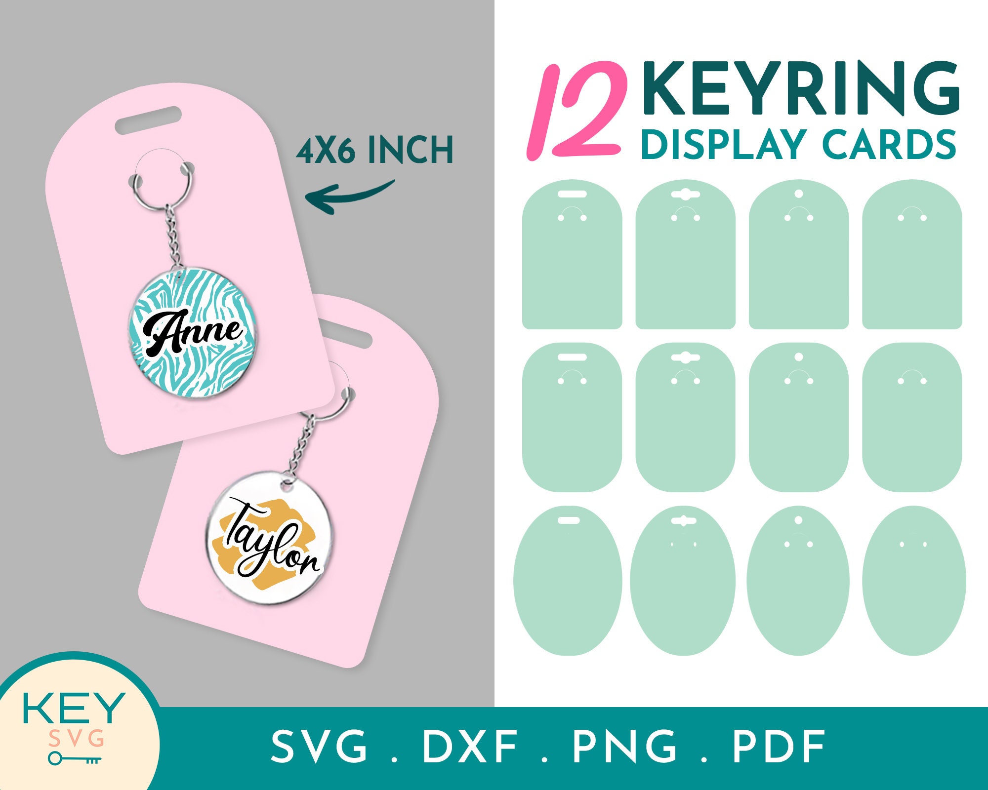 48 Keychain Display Card Svg Keyring Display Card Template Etsy Canada