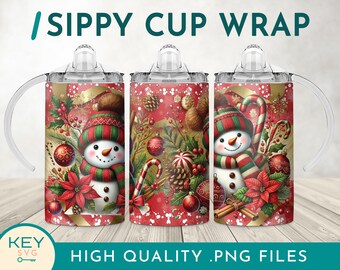 Christmas Snowman Sippy Cup Png, Kids 12oz Tumbler Wrap, Winter Snowmen Tumbler, Sippy Cup Sublimation Designs, Snowman Png