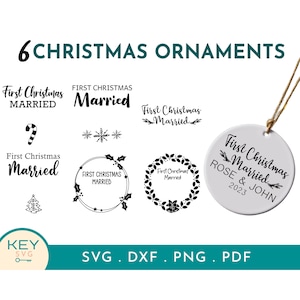Unsere erste Weihnachten verheiratet Ornament personalisiert Png, erste Weihnachtsverzierung verheiratet, Ornament Vorlage, Paare Ornament, Jungvermählten