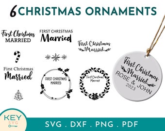 Our First Christmas Married Ornament Personalized Png, First Christmas Ornament Married, Ornament Template, Couples Ornament, Newlywed