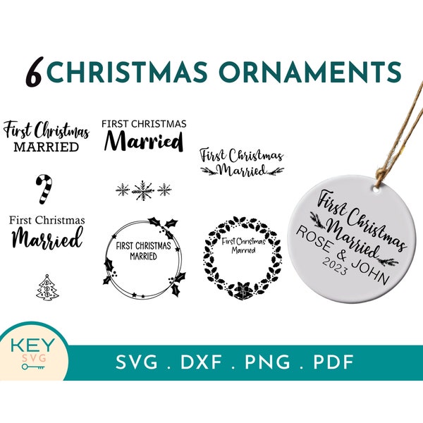 Our First Christmas Married Ornament Personalized Png, First Christmas Ornament Married, Ornament Template, Couples Ornament, Newlywed