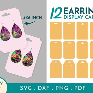 Cartão de exibição de joias Svg, Cartão de exibição de brinco Svg, Modelo de cartão de exibição, Cartão de brinco Svg, Embalagem Svg, Cartão de exibição Svg, Porta-brinco