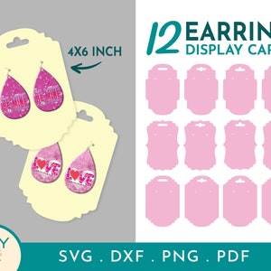 Cartão de exibição de joias Svg, Cartão de exibição de brinco Svg, Modelo de cartão de exibição, Cartão de brinco Svg, Embalagem Svg, Cartão de exibição Svg, Porta-brinco