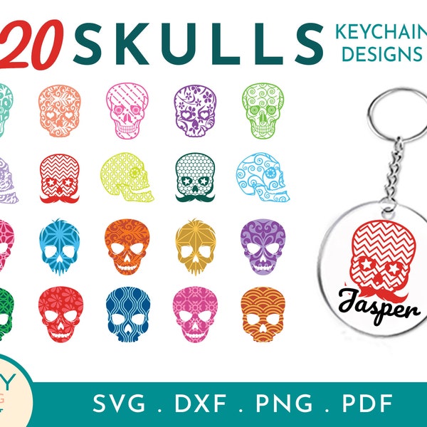 Split Skull Svg Bundle, Skull Clipart, Skulls Png, Keychain Svg, Acrylic Keychain Svg, Mandala Sv, Flower Mandala Svg, Keychain Svg Round