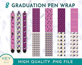 Purple Senior Pen Wraps Png, Graduation Gift Bookmark Wrap Png, Cute Bookmarks Png, Sublimation Designs, Bookmark Set, Bookmark For Graduate