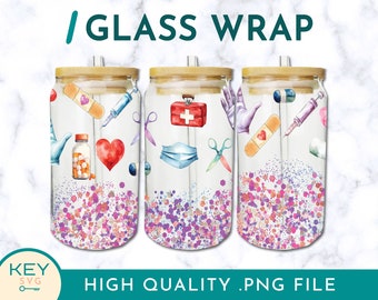Medical Tumbler Wrap Png, Doctor Tumbler Sublimation Glass Can Wraps 16oz / 20oz, Cold Cup Wrap, Nurse Wrap Png, Nurse Tumbler Design